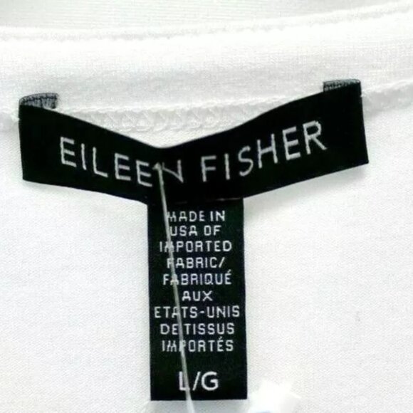 EILEEN FISHER White System Lightweight Viscose Jersey Crew Neck Top L Large - Picture 4 of 5